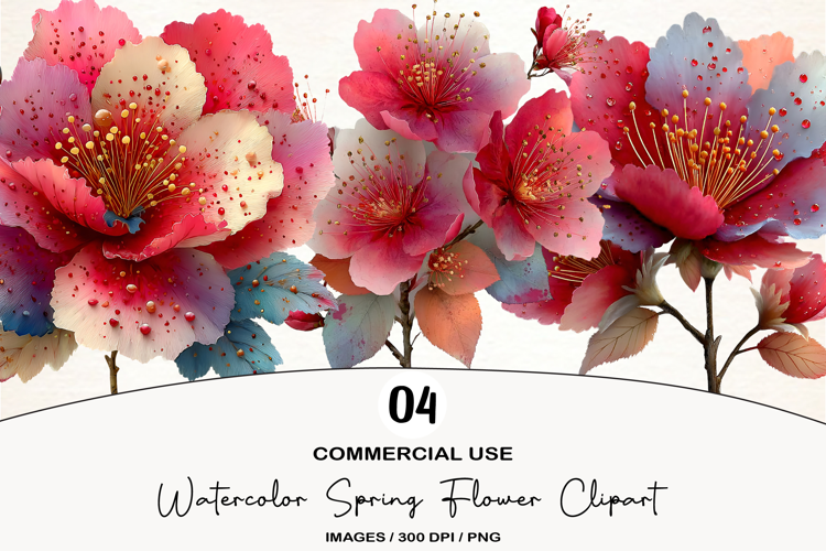 Watercolor Spring Flower Clipart