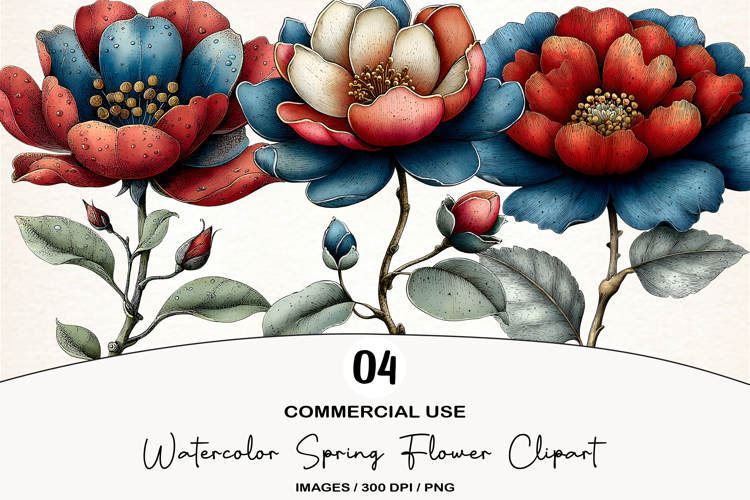 Watercolor Spring Flower Clipart