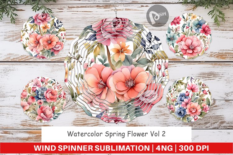 Wind Spinner Watercolor Spring Flower