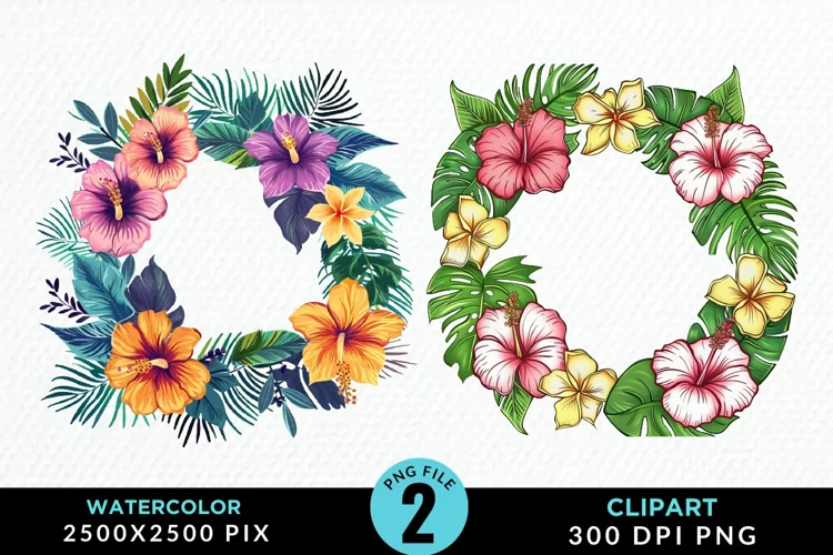 Watercolor Spring Flower Wreath Illustration Clipart