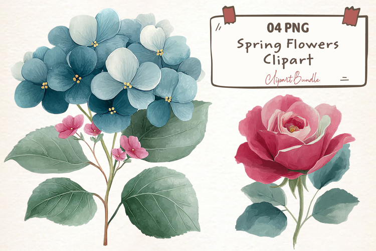 Watercolor Spring Flowers Clipart