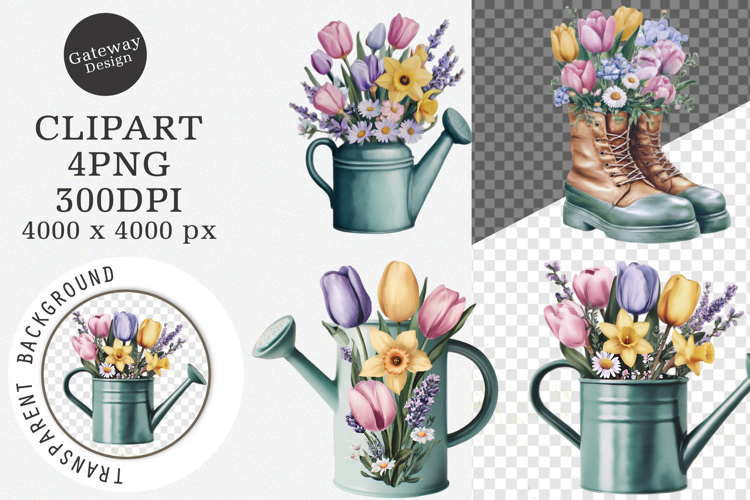 Watercolor spring flowers clipart - spring flowers Png