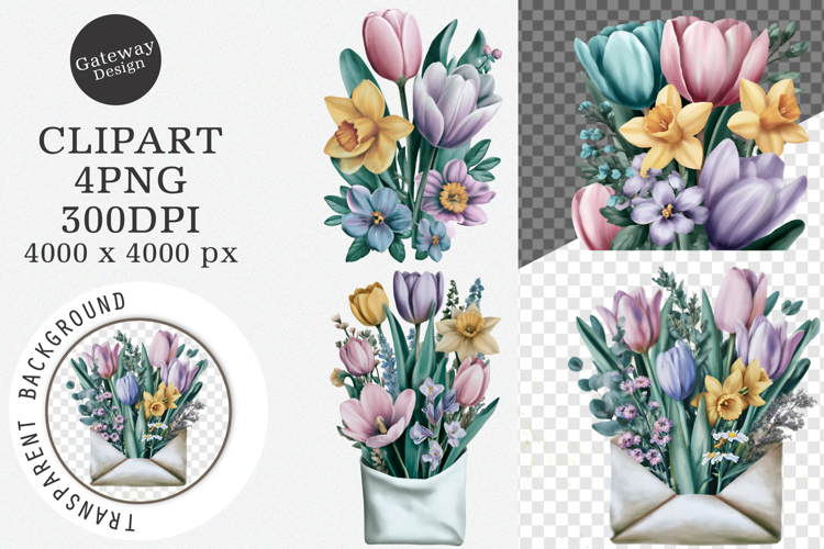 Watercolor spring flowers clipart - spring flowers Png