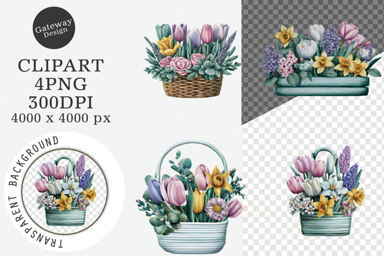 Watercolor spring flowers clipart - spring flowers Png