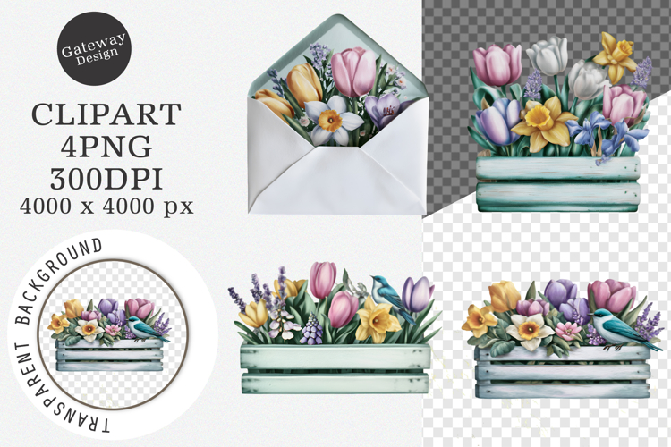 Watercolor spring flowers clipart - spring flowers Png