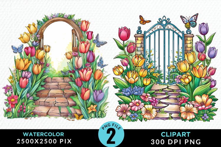 Watercolor Spring Garden Image Clipart example image 1