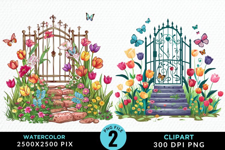 Watercolor Spring Garden Design Clipart example image 1