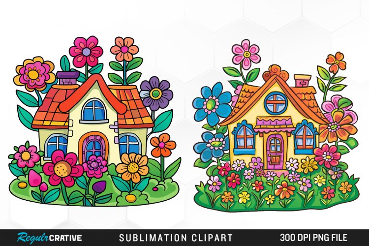 Watercolor Spring Garden Design Clipart