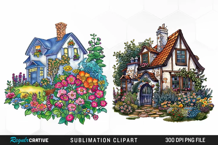 Watercolor Spring Garden Collection Design Clipart