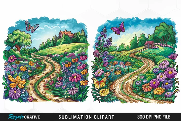 Watercolor Spring Garden Collection Clipart