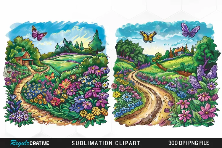 Watercolor Spring Garden Collection Clipart