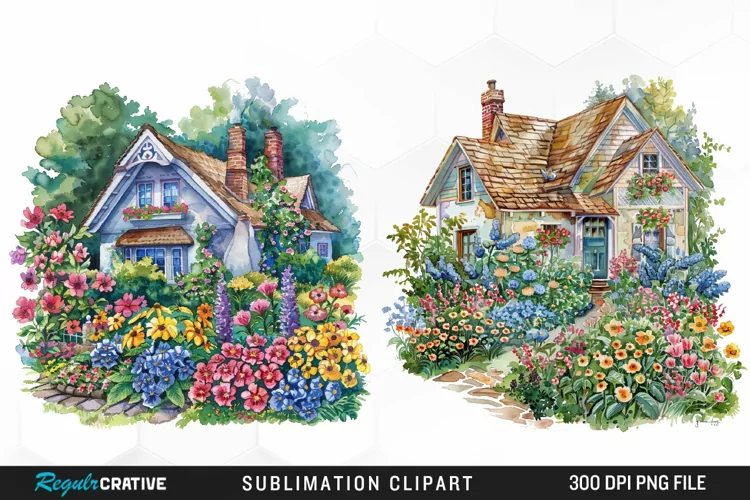 Watercolor Spring Garden Collection Clipart