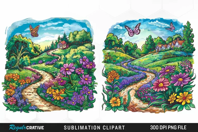 Watercolor Spring Garden Collection Clipart