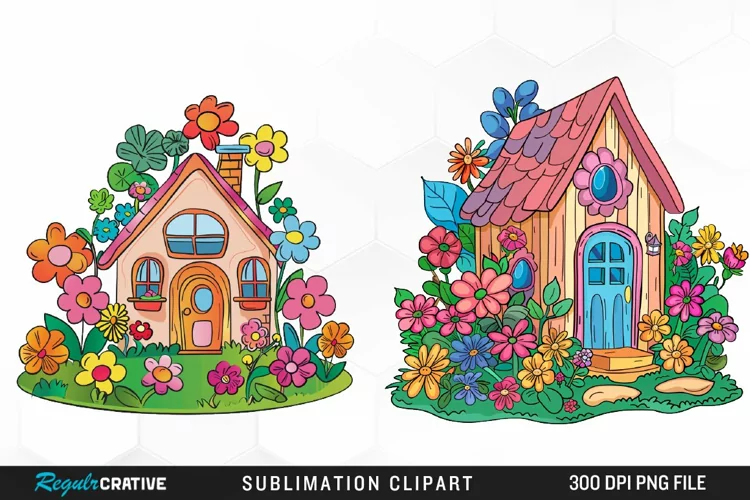 Watercolor Spring Garden Design Clipart