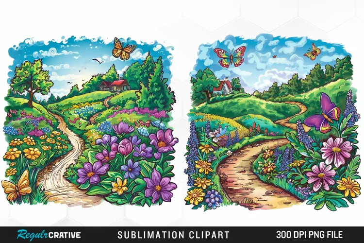 Watercolor Spring Garden Collection Clipart