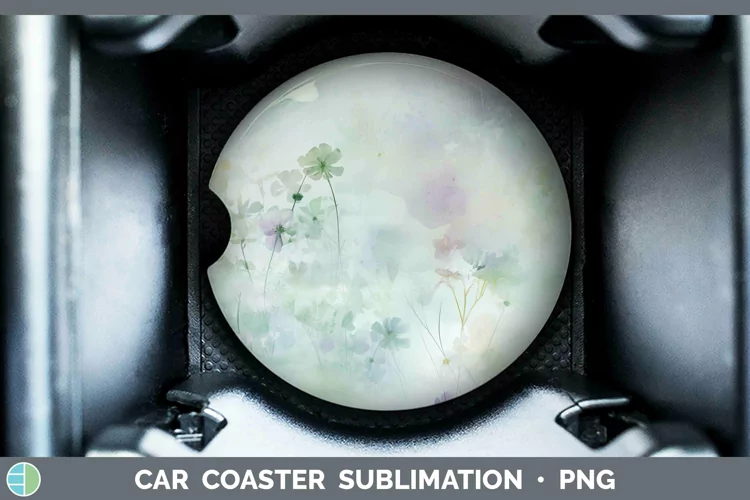 Watercolor Spring Green Car Coaster Sublimation Coaster Desi
