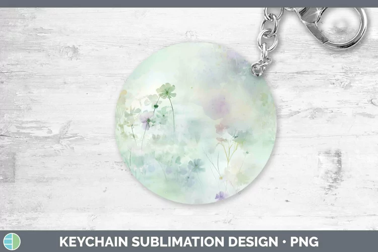 Watercolor Spring Green Keychain Sublimation Keyring Designs
