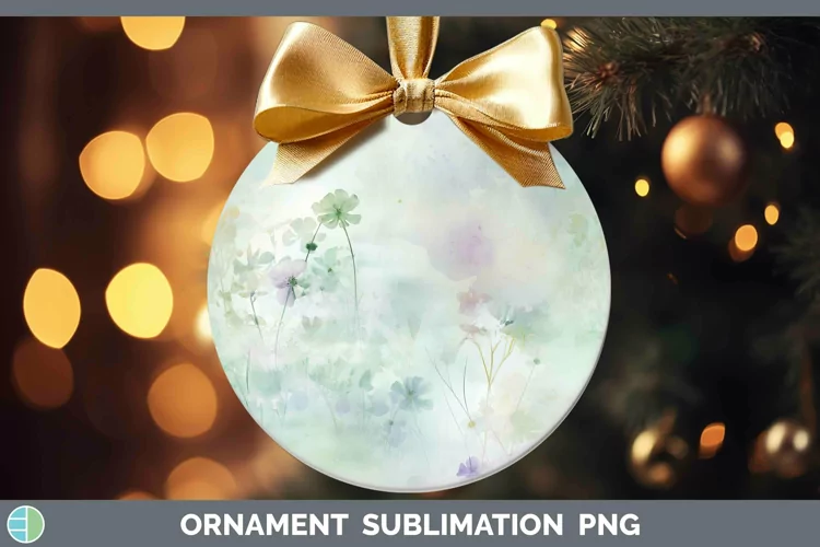Watercolor Spring Green Ornament Sublimation Bauble Designs