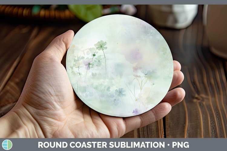 Watercolor Spring Green Round Coaster Sublimation Coaster De