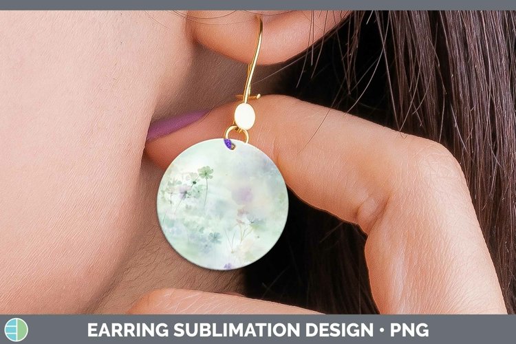 Watercolor Spring Green Round Earrings Sublimation Earrings