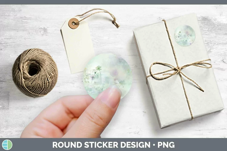 Watercolor Spring Green Stickers | Round Labels Designs