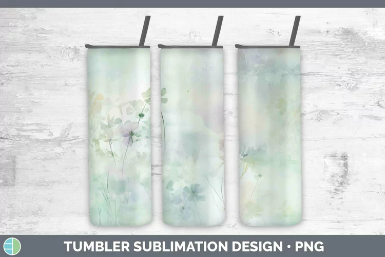 Watercolor Spring Green Tumbler Sublimation 20 oz Skinny Tum