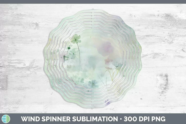Watercolor Spring Green Wind Spinner Sublimation Spinner Des