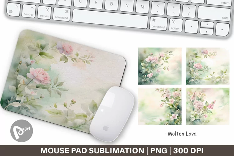 Mouse Pad Watercolor Spring Greenery