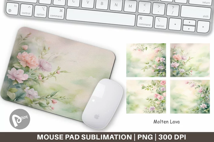 Mouse Pad Watercolor Spring Greenery