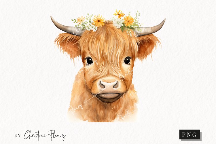Spring Highland Cow PNG | Spring PNG