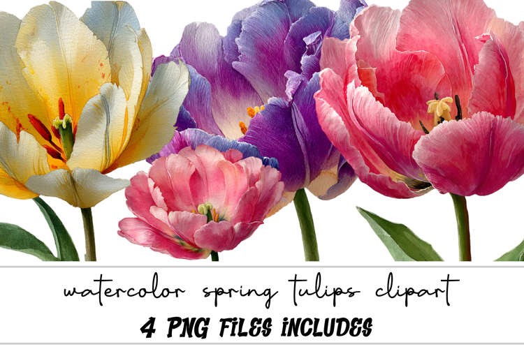 watercolor spring tulips clipart