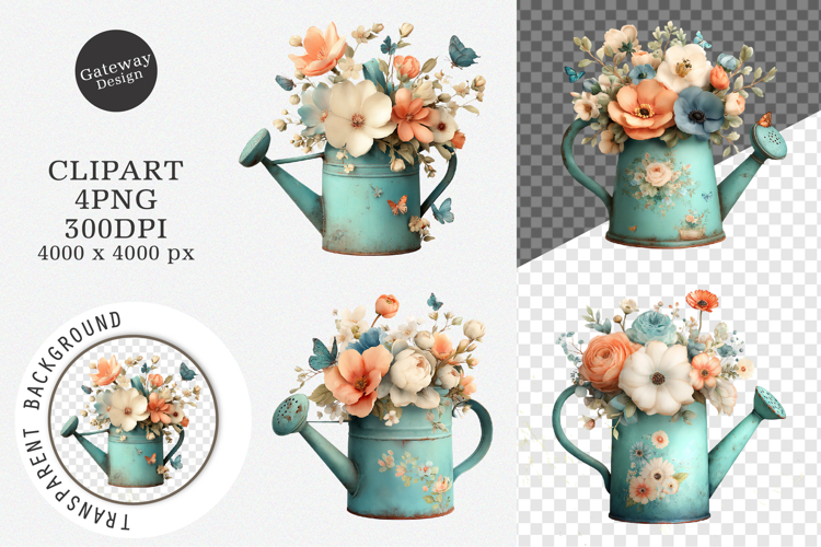 Watercolor Spring Watering Clipart