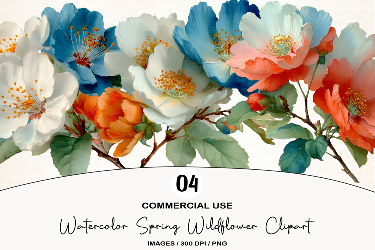 Watercolor Spring Wildflower Clipart
