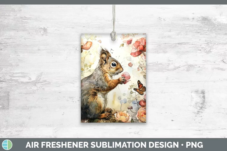 Watercolor Squirrel Air Freshener Sublimation Car Freshener