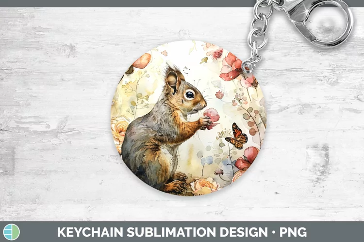 Watercolor Squirrel Keychain Sublimation Keyring Designs