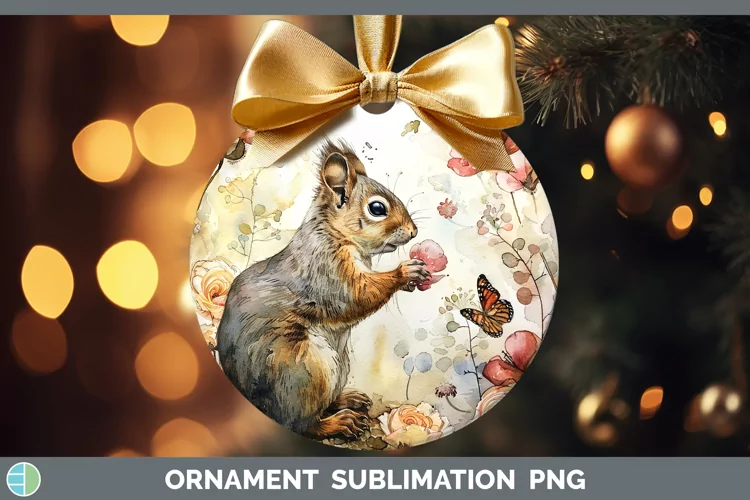Watercolor Squirrel Ornament Sublimation Bauble Designs