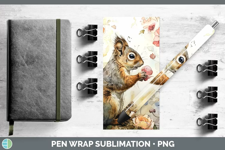 Watercolor Squirrel Pen Wrap Sublimation Epoxy Pen Designs