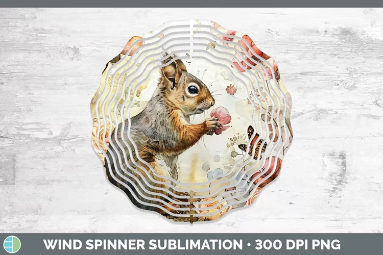 Watercolor Squirrel Wind Spinner Sublimation Spinner Designs