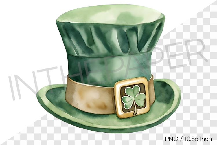 Green leprechaun top hat with shamrock decoration PNG art