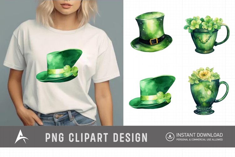 Watercolor St.Patricks Day Clipart example image 1