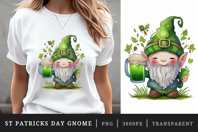 St Patricks Day Gnome & Beer t-shirt sublimation design png