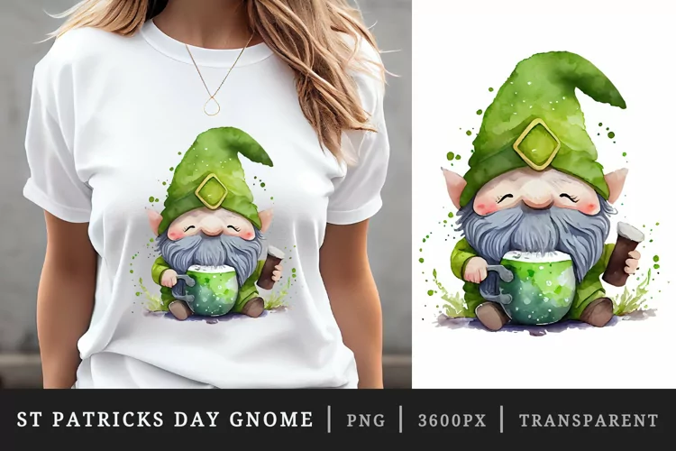St Patricks Day Gnome & Beer t-shirt sublimation design png