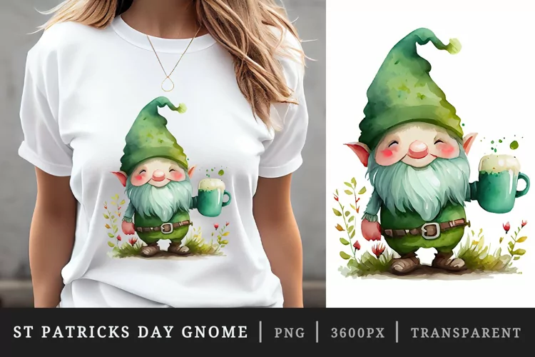 St Patricks Day Gnome & Beer t-shirt sublimation design png