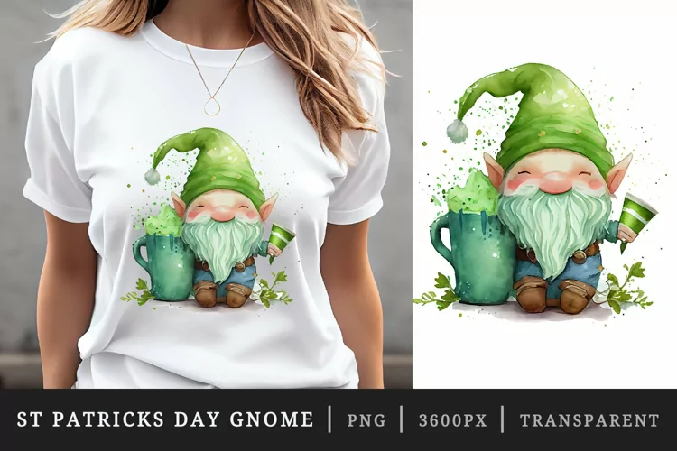 St Patricks Day Gnome & Beer t-shirt sublimation design png