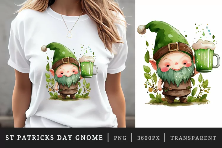 St Patricks Day Gnome & Beer t-shirt sublimation design png
