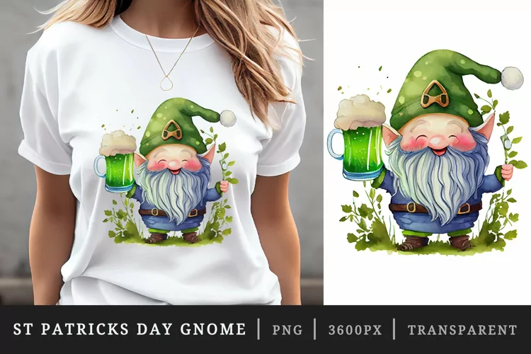 St Patricks Day Gnome & Beer t-shirt sublimation design png