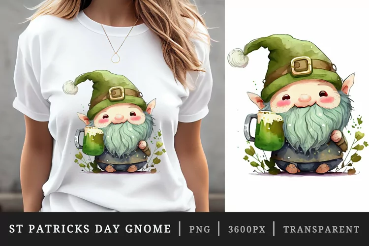 St Patricks Day Gnome & Beer t-shirt sublimation design png