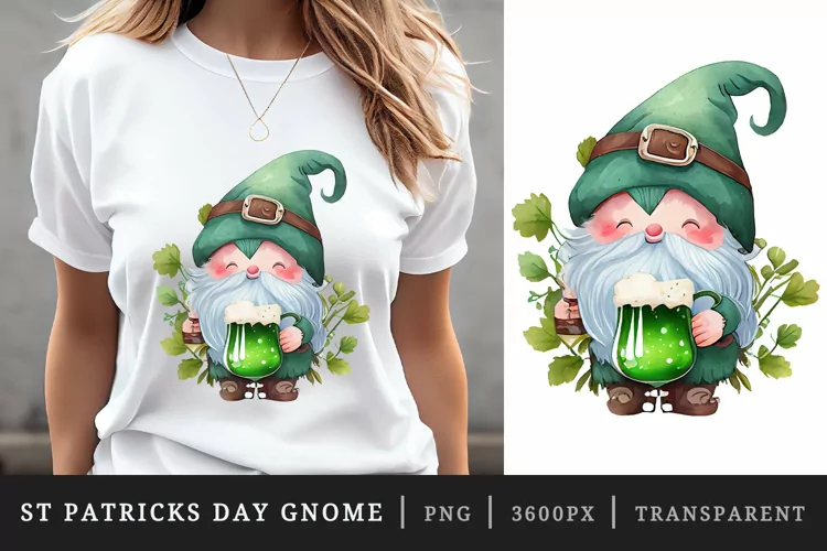 St Patricks Day Gnome & Beer t-shirt sublimation design png