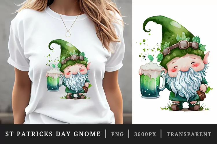 St Patricks Day Gnome & Beer t-shirt sublimation design png