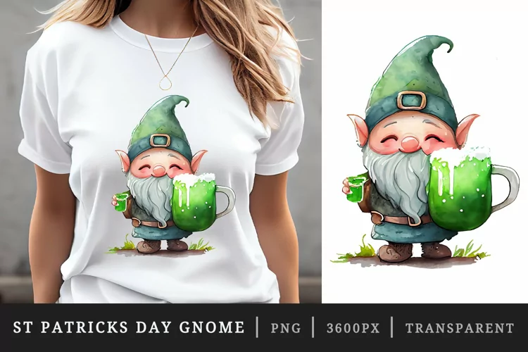 St Patricks Day Gnome & Beer t-shirt sublimation design png
